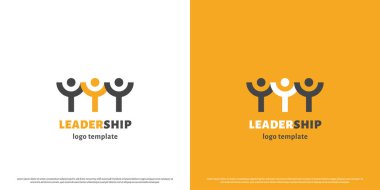 İş Liderliği logosu tasarımı illüstrasyonu. Düz siluetler, işçi kadrosunun lideri, yönetici yönetici, iş birliği. Basit modern konsept sessiz geometrik desen minimalist.