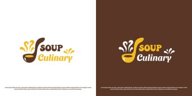 Çorba pişirme logosu tasarımı çizimi. Geleneksel Çorba Sokağı fast food restoranının yemek masası aromalı kafe büfesi, restoran şefi. Klasik etiket vintage minimalist basit logoti.
