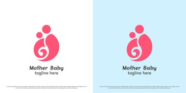 Ana çocuk logo tasarımı çizimi. Anne şefkati, anne şefkati, anne şefkati, çocuklar, aile şefkati, umut bağışı. Simge yumuşak, basit, basit, samimi, mutlu bir sembol..