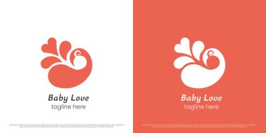 Bebek sevgisi logosu tasarımı çizimi. Yeni doğmuş bir bebeğin silueti. Yeni doğmuş bir bebeğin oğlu. Umarım bir kız, bir hayır kurumu gibi arzuyu sever. Basit nazik, nazik, kadınsı, kibar yaratıcı simge..