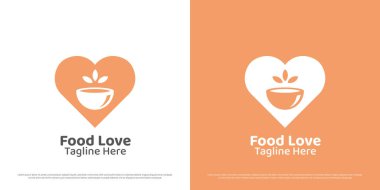 Çorba yiyeceği logosunu çok severim. Çorba kasesi mutfak yemeğinin silueti kalp, yemek, diyet, kafeterya. Modern geometrik yaratıcı soyut basit simge sembolü.