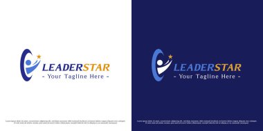 Başarı logosu tasarımı çizimi. Hayallerindeki Umut Yıldızı 'nın hedefine ulaşan kişinin silueti. Kariyer ödülü, ofis, şirket işleri. Asgari basit düz simge sembolünü özetle.