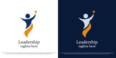 Lider kariyer logosu çizimi. Yıldız Umut 'u taşıyan kişinin silueti rüya lideri şef yönetici yönetici yönetici profesyonel iş şirketi işi. Asgari simge simgesini özetle.