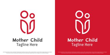 Kalp anne logosu tasarımı çizimi. Yaprakların soyut silueti anne, anne, çocuk, aile, anne sevgisini kucaklıyor. Basit asgari çizgi çizgisel nazik yumuşak tür simgesi.