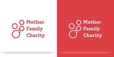 Ana çocuk bakımı logosu tasarımı vektör çizimi. İnsanların siluetleri aile anneliği anne çocuk desteği. Basit asgari geometrik modern kadın sakin nazik anne vektör simgesi.