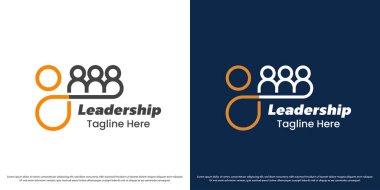 Takım lideri logo tasarım vektör çizimi. İş grubunun silueti, kariyer şirketi, iş, iş, iş, insan başarısı. Basit asgari doğrusal çizgi vektör simgesi simgesi.
