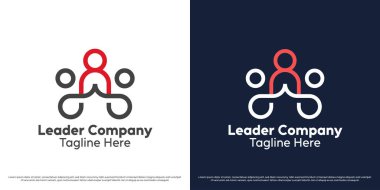Şirket lideri logo tasarım vektör çizimi. Kişinin silueti iş yöneticisi mali yönetim kadrosu profesyonel başarı liderliği. Basit asgari çizgi vektör simgesi simgesi.