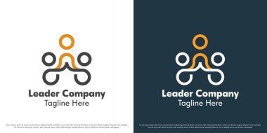 İş adamı logosu tasarım vektör çizimi. Siluet insanları liderlik takımı şirket kariyeri ustabaşı yönetici şefi ödülüne layık görüldü. Basit asgari doğrusal çizgi vektör simgesi simgesi.