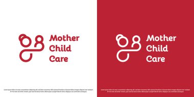Ana çocuk bakımı logosu tasarımı vektör çizimi. İnsanların siluetleri aile anneliği anne çocuk desteği. Basit asgari geometrik modern kadın sakin nazik anne vektör simgesi.