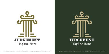 Avukat mahkeme logosu vektör çizimi. Resmi yasal düzenlemeler oluşturan hukuk bürosunun sütununun silueti adaleti dengeliyor. Aristokrat geometrik basit vektör simgesi.
