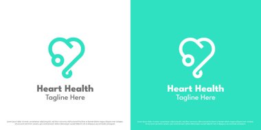 Sağlıklı kalp logosu tasarım vektör çizimi. Yeşil Kalp Sıhhiyesi Sıhhiye Kliniği Sağlık Hizmetleri Yardım Derneği 'ne yardım ediyor. Geometrik minimal modern doğrusal basit vektör simgesi uygulaması.