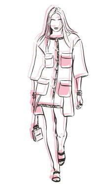 Fashion model catwalk illustration sketch