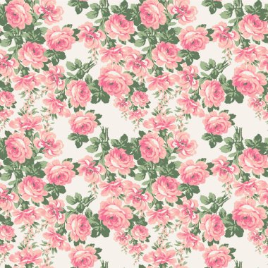 Classic Pink English Rose Seamless repeat pattern