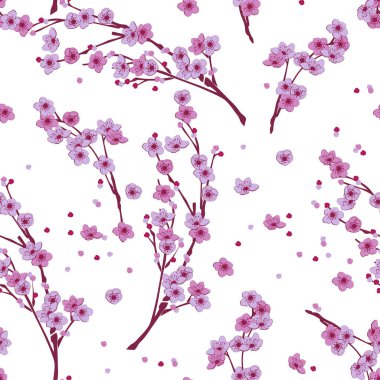 Peach blossom repeat seamless pattern