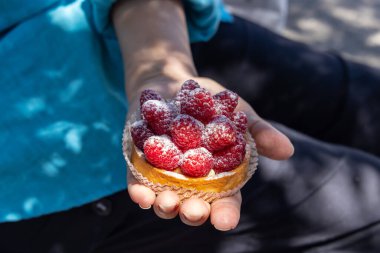 Gordes, Vaucluse, Provence-Alpes-Cote d'Azur, France. Fresh raspberries and sugar in Provence.