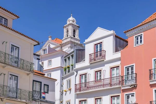 stock image Europe, Portugal, Lisbon. A bell tower on a small church in Lisbon.