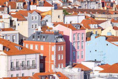 Avrupa, Portekiz, Lizbon. Lizbon 'daki mahallelerin bölgesel görünümü.