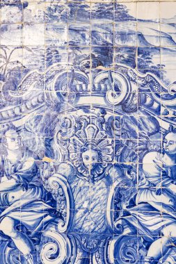 Avrupa, Portekiz, Porto. 7 Nisan 2022. Porto Katedrali 'nin tarihi el boyaması Azulejos fayansları.