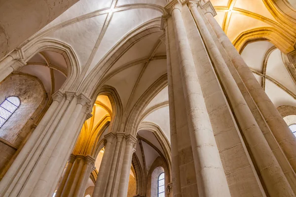 stock image Europe, Portugal, Alcobaca. April 14, 2022. Arches and columns in the Alcobaca Monastery, a UNESCO World Heritage Site.