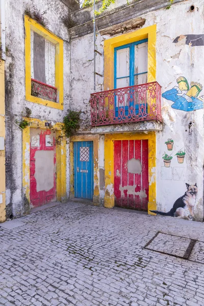 Europa Portugal Alcobaca Abril 2022 Coloridas Obras Arte Sobre Edificios — Foto de Stock