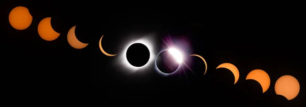 Abd Wyoming Toplam Güneş Tutulmasının Evrelerinin Dijital Bileşik Görüntüsü Ağustos — Stok fotoğraf