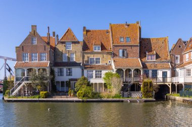 Avrupa, Hollanda, Kuzey Hollanda, Enkhuizen. Enkhuizen 'de geleneksel Hollandalı evleri.