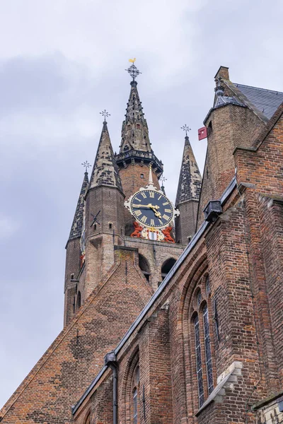 Evropa Nizozemsko Jižní Holandsko Delft Hodiny Oude Kerk Nebo Starý — Stock fotografie