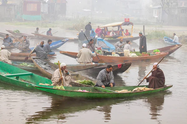 Dal Lago Rainawari Srinagar Jammu Kashmir India Ottobre 2022 Barche — Foto Stock