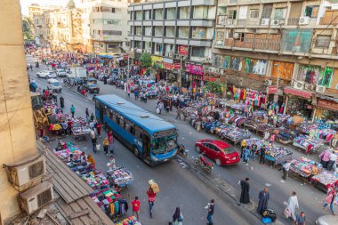 Kahire, Mısır, Afrika. 16 Ekim 2019. Kahire 'deki açık sokak pazarı..