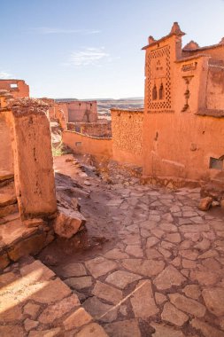Afrika, Kuzey Afrika, Fas, Souss Massa Draa, Ait Benhaddou. Berber Çarı 'nın ya da güçlendirilmiş köyün Adobe binaları.