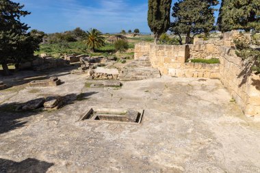Utique, Bizerte, Tunus. Utique Arkeoloji Bölgesi 'ndeki bir Roma evinin kalıntıları..