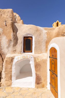 Ksar Ouled Soltane, Tataouine, Tunus. Antik Berber kenti Ksar Soltane 'de geleneksel binalar.