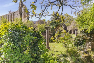 Jervaulx, Ripon, Kuzey Yorkshire, İngiltere, Büyük Britanya, Birleşik Krallık. 30 Nisan 2022. Jervaulx Manastırı 'nın kalıntıları, 12. yüzyıldan kalma bir manastır..