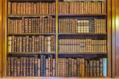 Harewood, Leeds, West Yorkshire, İngiltere, Büyük Britanya, Birleşik Krallık. 2 Mayıs 2022. Harewood Evi 'nin kütüphanesindeki kitaplar, 18. yüzyıl Hazine Evi..
