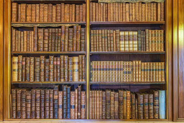 Harewood, Leeds, West Yorkshire, İngiltere, Büyük Britanya, Birleşik Krallık. 2 Mayıs 2022. Harewood Evi 'nin kütüphanesindeki kitaplar, 18. yüzyıl Hazine Evi..