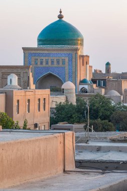 Khiva, Xorazm Region, Uzbekistan, Central Asia. Dome on the Islam Khodja Madrasa in Khiva. clipart