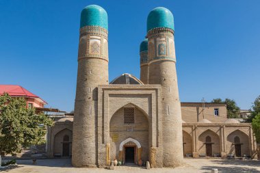 Buhara, Özbekistan, Orta Asya. Buhara 'daki Chor Minor Madrasa.