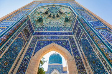 Semerkand, Semerkant, Özbekistan, Orta Asya. Semerkand 'daki güzel dekore edilmiş Gur-i Amir Mozolesi..