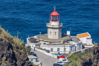 Nordeste, Sao Miguel, Azores, Portekiz. Sao Miguel Adası 'ndaki Arnel Point Deniz Feneri.