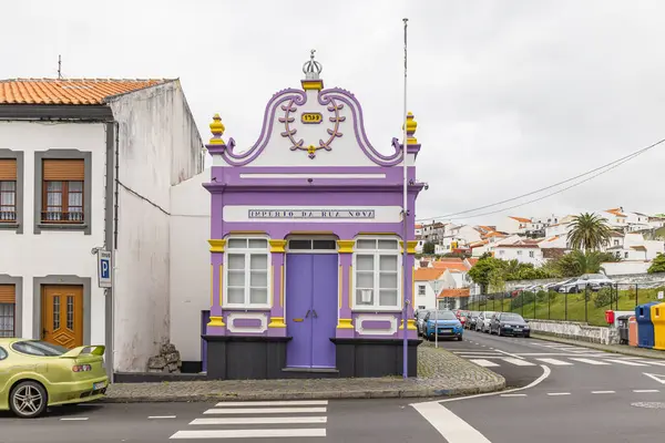 stock image Angra do Heroismo, Terceira, Azores, Portugal. March 30, 2022. Temple of the Holy Spirit, known as an Imperio, labeled 'The New Empire Street' in Angra do Heroismo.