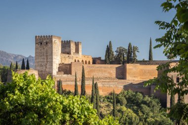 Albaicin, Granada, Granada ili, Endülüs, İspanya. Granada 'nın Albaisin bölgesinde görülen Alhambra..