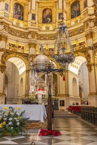 stock image Albaicin, Granada, Province of Granada, Andalusia, Spain. April 26, 2023. Jesus on the cross in the Granada Cathedral.