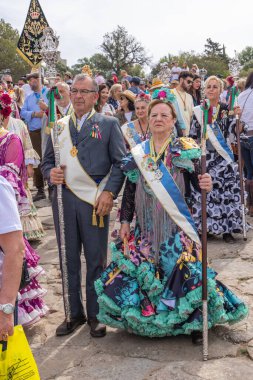 Virgen de la Cabeza, Andujar, Jaen Eyaleti, Endülüs, İspanya. 30 Nisan 2023. Cabeza Bakiresi için yapılan geleneksel hac ziyaretinde, Cabeza Leydimiz.