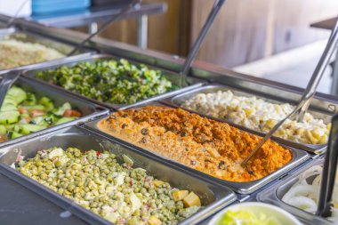 Lockhart, Teksas, Birleşik Devletler. Barbekü restoranında meze..