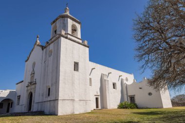 Goliad, Teksas, Birleşik Devletler. Goliad Eyalet Parkı ve Tarihi Sitesi 'nde yeniden inşa edilen Espiritu Santo Misyonu.