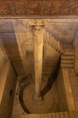 Roda Island, Old Cairo, Cairo, Egypt. February 23, 2024. View down into the ancient Nilometer on Roda Island. clipart