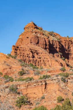 Caprock Canyons Eyalet Parkı, Quitaque, Teksas, ABD. Teksas kırsalındaki Red Rock Kanyonlarında Rocky Blöfü.