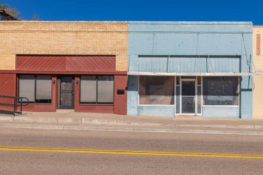 Quitaque, Teksas, Birleşik Devletler. Küçük kasaba ana cadde binaları.