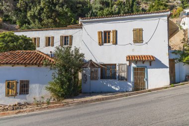 Dhermi, Hermare, Vlore, Arnavutluk. Arnavutluk 'un Dhermi dağ köyü.