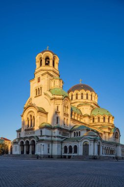 Sofya, Bulgaristan. Saint Alexander Nevsky Katedrali öğleden sonra aydınlığında.